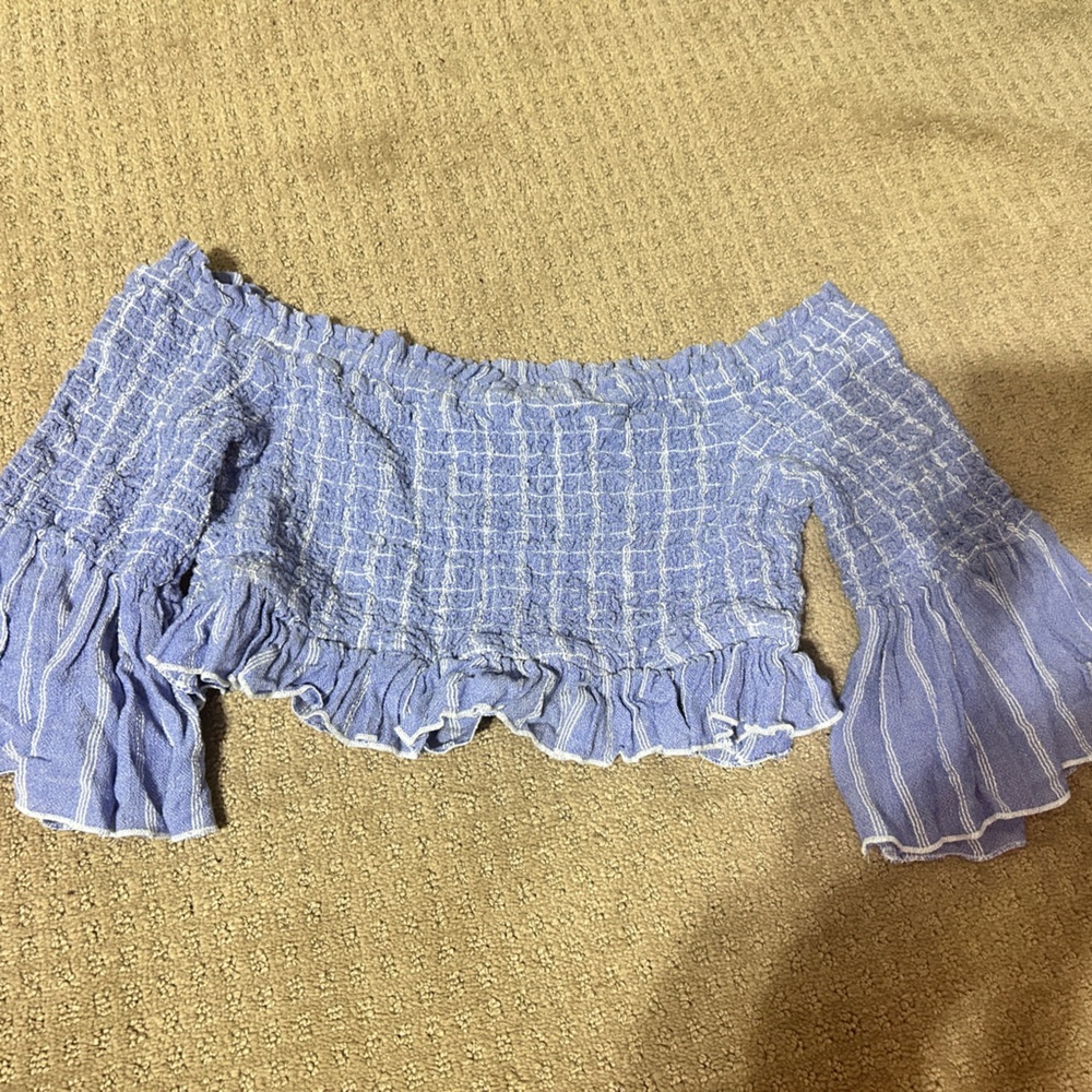 Guess Blue Off-Shoulder Blouse